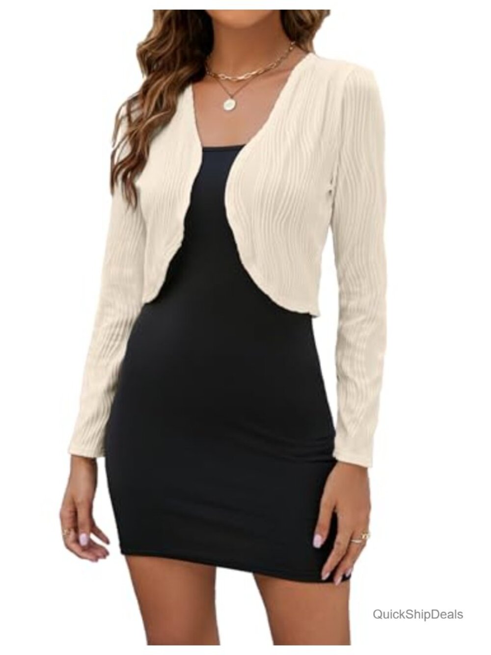 Ribbed Cropped Cardigan Sweater Open Front Bolero Shrug Long Sleeve Layering